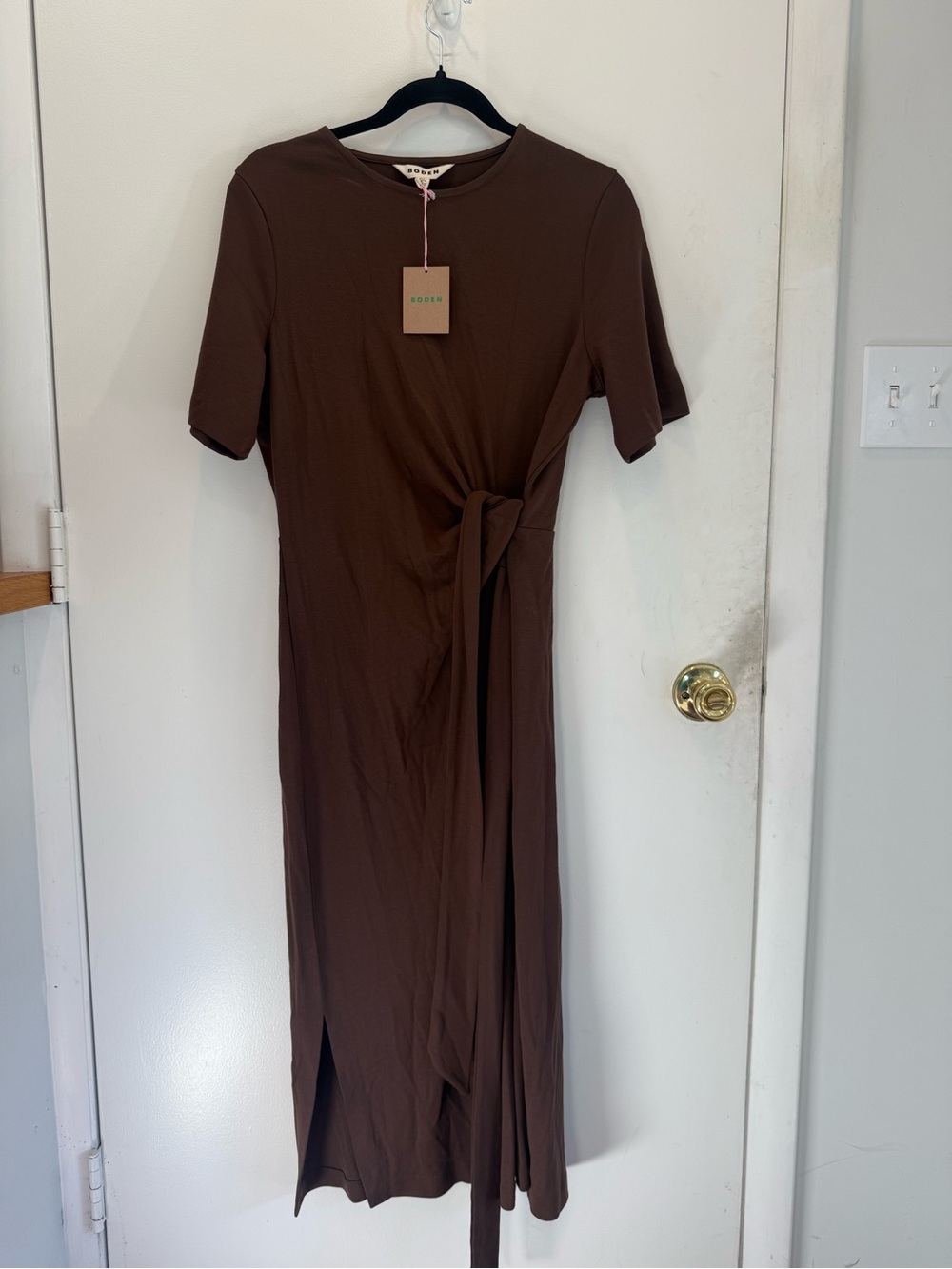 Boden Brown Tie-Waist Midi Dress